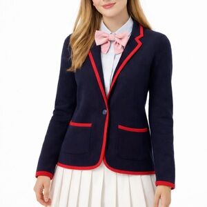 Brooks Brothers Red Fleece Navy & Red Milano Knit Rowing Blazer Sweater Jacket